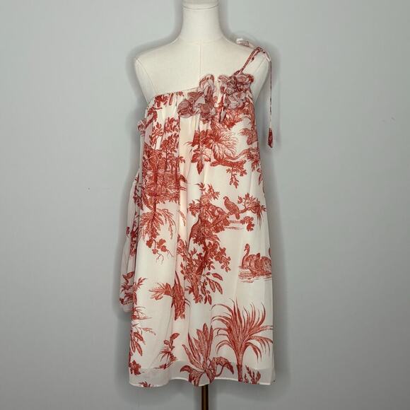 Sachin & Babi Katie Red Ivory Toile Mini Dress Womens Size Medium - Picture 1 of 11